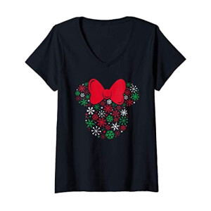 T-shirt Minnie bleu col en v femme