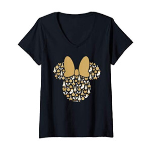 T-shirt Minnie noir col en v femme