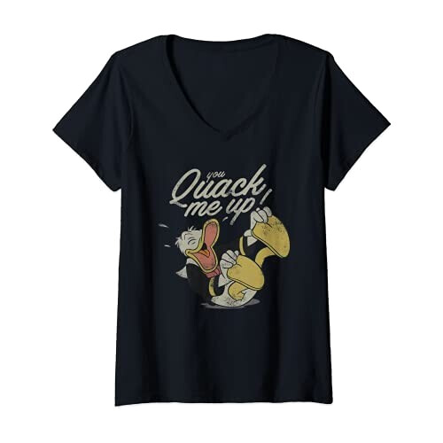 T-shirt Donald noir col en v femme