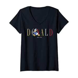 T-shirt Donald bleu col en v femme