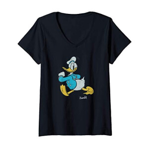 T-shirt Donald noir col en v femme