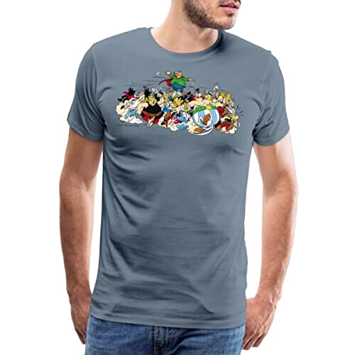 T-shirt Obélix, Romain - Astérix - gris bleu homme