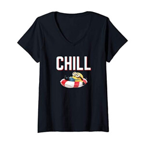 T-shirt Les minions noir col en v femme