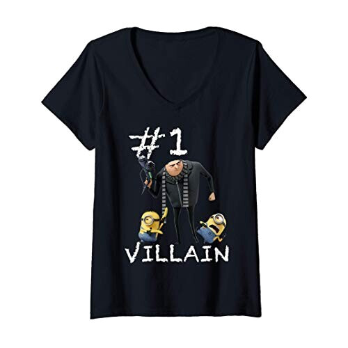 T-shirt Les minions noir col en v femme