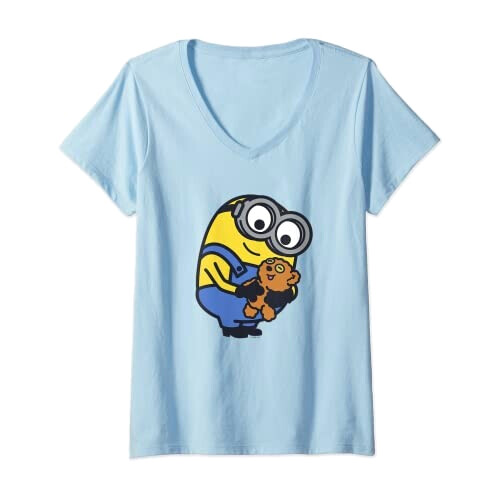 T-shirt Les minions bleu col en v femme