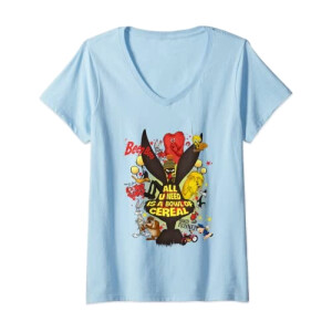 T-shirt Bugs Bunny bleu col en v femme