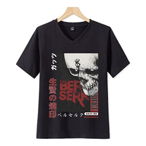 T-shirt Berserk noir col en v homme/femme