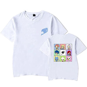 T-shirt Natsu Dragnir, Happy - Fairy Tail - blanc-2 homme/femme