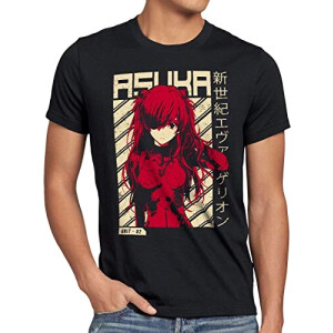 T-shirt Asuka, Shinji Ikari - Evangelion - noir homme
