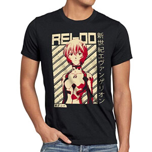T-shirt Rei Ayanami, Shinji Ikari - Evangelion - noir homme