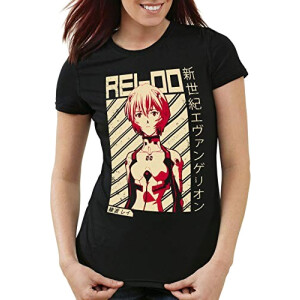 T-shirt Rei Ayanami, Shinji Ikari - Evangelion - noir femme