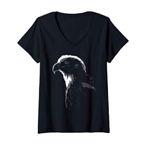 T-shirt Aigle noir col en v femme