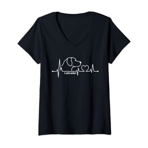 T-shirt Labrador - Chien - noir col en v femme