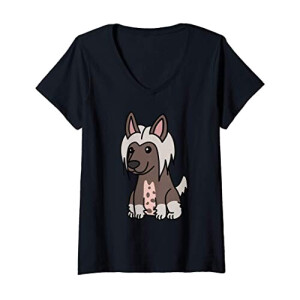 T-shirt Chien vert col en v femme