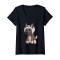 T-shirt Chien vert col en v femme - miniature