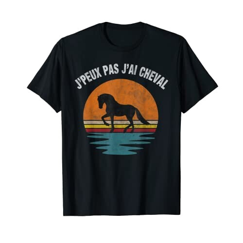 T-shirt Cheval noir homme/femme