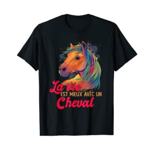 T-shirt Cheval noir fille/garçon