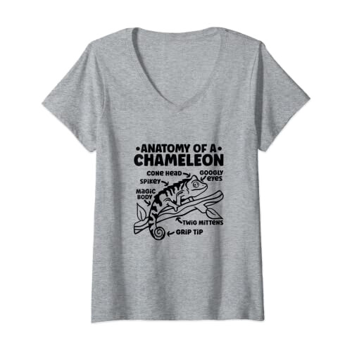 T-shirt Caméléon gris col en v femme