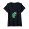 T-shirt Caméléon noir col en v femme - miniature