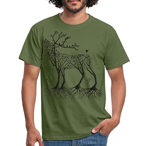 T-shirt Cerf vert militaire homme