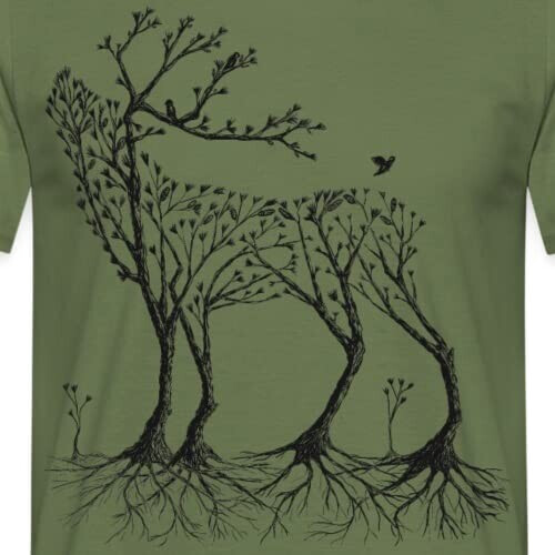 T-shirt Cerf vert militaire homme variant 0 