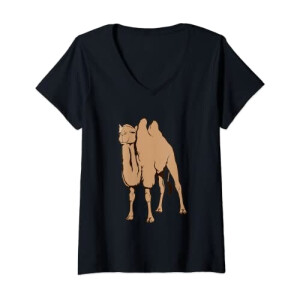 T-shirt Chameau noir col en v femme