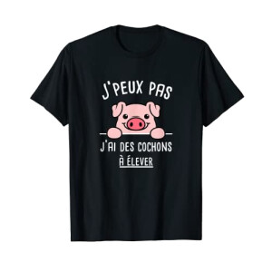 T-shirt Cochon noir homme/femme