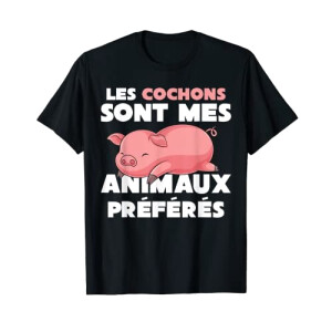 T-shirt Cochon noir homme/femme