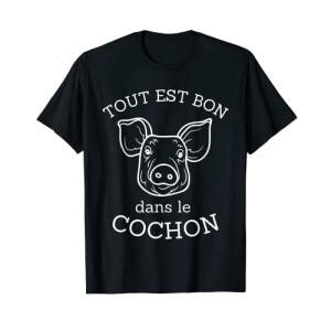 T-shirt Cochon noir homme/femme