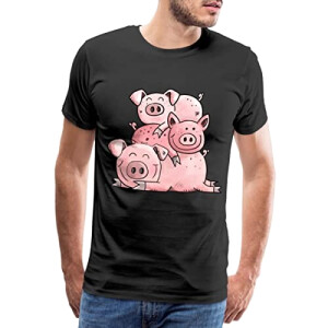 T-shirt Cochon noir homme