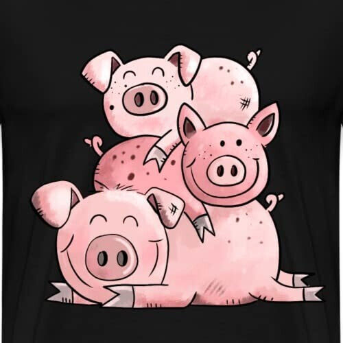 T-shirt Cochon noir homme variant 0 