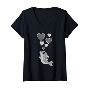 T-shirt Dauphin noir col en v femme