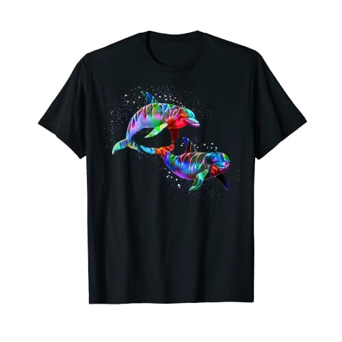 T-shirt Dauphin noir homme/femme