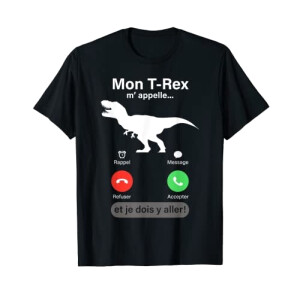 T-shirt T-rex, T-rex - Dinosaure - noir homme/femme