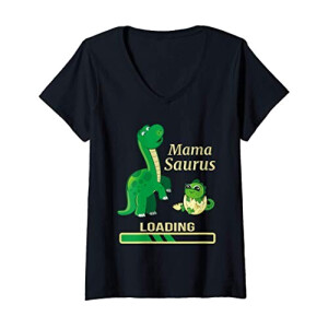 T-shirt Brachiosaure, Brachiosaure - Dinosaure - noir col en v femme
