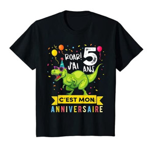 T-shirt Dinosaure noir fille/garçon