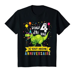 T-shirt Dinosaure noir fille/garçon