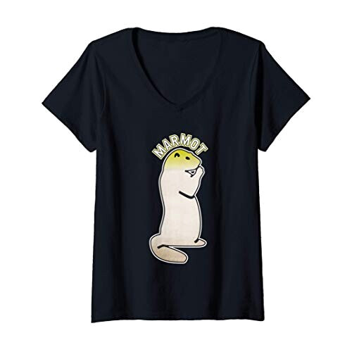 T-shirt Écureuil noir col en v femme