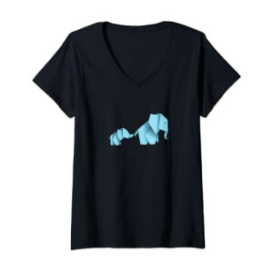 T-shirt Éléphant noir col en v femme