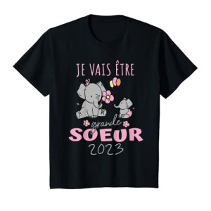 T-shirt Éléphant noir fille/garçon