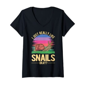 T-shirt Escargot noir col en v femme