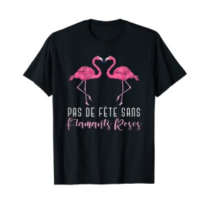 T-shirt Flamant rose noir homme/femme