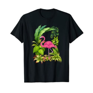 T-shirt Flamant rose noir homme/femme