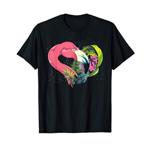 T-shirt Flamant rose noir homme/femme