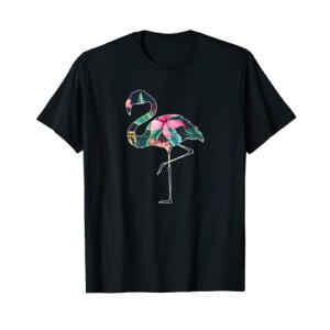 T-shirt Flamant rose noir homme/femme