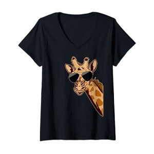 T-shirt Girafe noir col en v femme