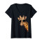 T-shirt Girafe noir col en v femme - miniature