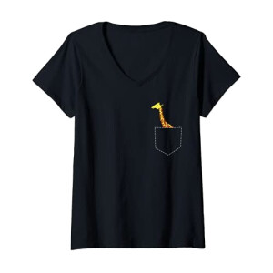 T-shirt Girafe noir col en v femme