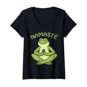 T-shirt Grenouille noir col en v femme