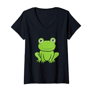 T-shirt Grenouille noir col en v femme